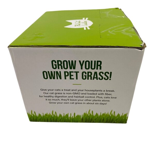 The Cat Ladies Organic Pet Grass Kit White Kitty Face Planter Garden Plants - Picture 14 of 15